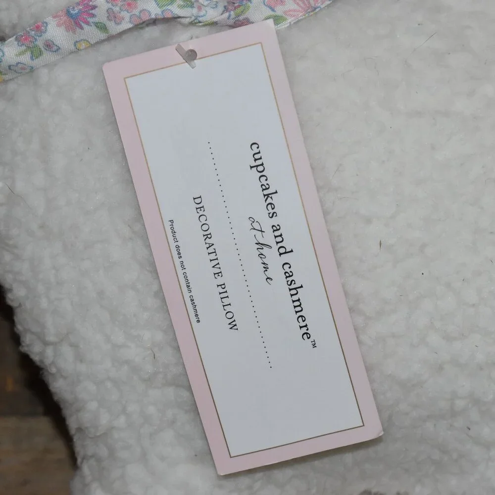 Cupcakes and Cashmere White Sherpa Easter Bunny Rabbit Pillow Spring Cottagecore